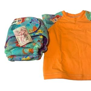 SoCo Cloth Diaper Fitted LITTLE MERMAID Diaper & Shirt Set NEW Hybrid Size 1
